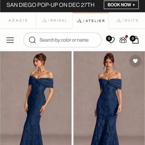 Azazie navy maxi holiday dress size 2